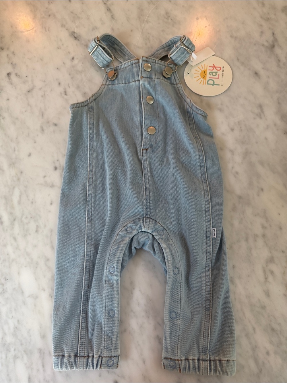 Little Sleepies Pale Blue Denim-Style Overalls for Kids